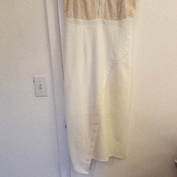 Bone/with nude lace top party dress - Picture 3 of 6